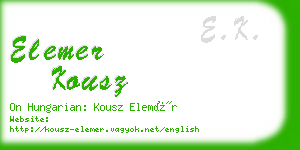 elemer kousz business card